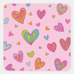 Happy valentine`s day 2024 With Heart Love Square Sticker