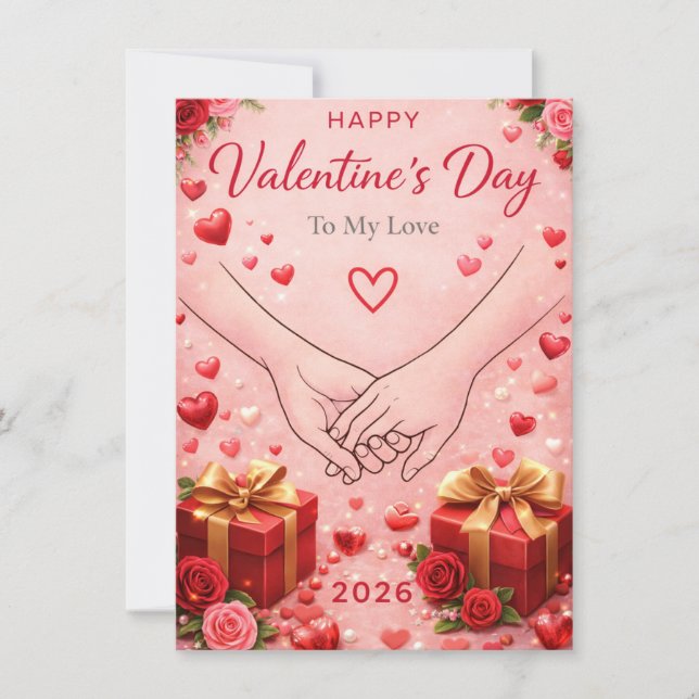 Happy Valentine’s Day 2026 Romantic Love Greeting  Card (Front)