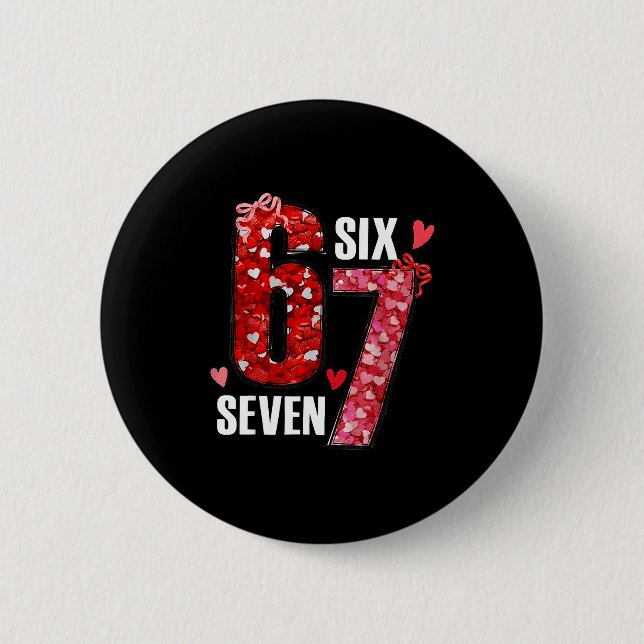 Happy Valentine’s Day 67 Meme Hearts Coquette Bow  6 Cm Round Badge (Front)