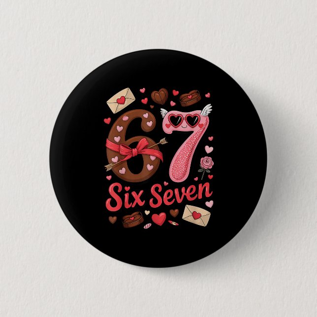 Happy Valentine’s Day 67 Meme Hearts Coquette Bow  6 Cm Round Badge (Front)