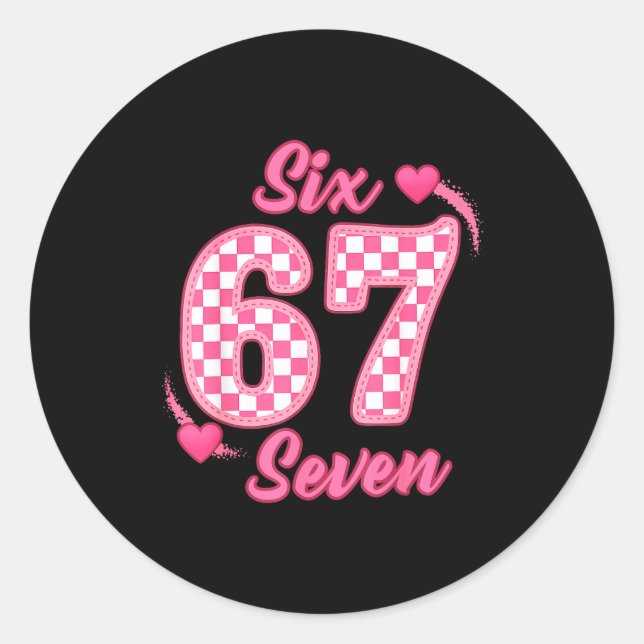 Happy Valentine’s Day 67 Meme Hearts Coquette Bow  Classic Round Sticker (Front)