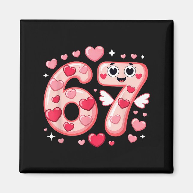 Happy Valentine’s Day 67 Meme Hearts Coquette Bow  Magnet (Front)