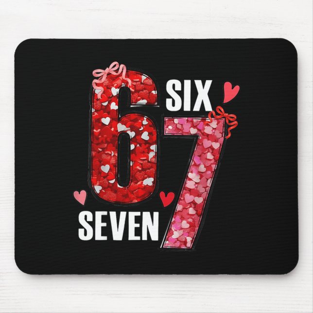 Happy Valentine’s Day 67 Meme Hearts Coquette Bow  Mouse Pad (Front)