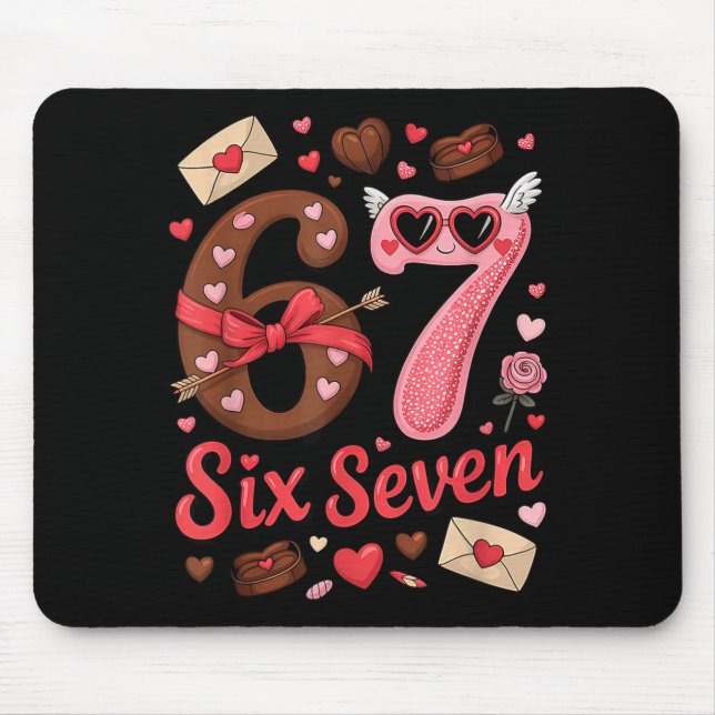Happy Valentine’s Day 67 Meme Hearts Coquette Bow  Mouse Pad (Front)