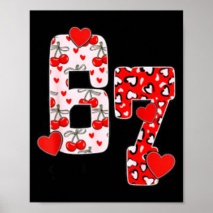 Happy Valentine’s Day 67 Meme Hearts Coquette Bow Poster