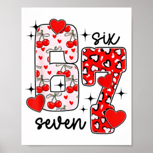 Happy Valentine’s Day 67 Meme Hearts Coquette Bow Poster