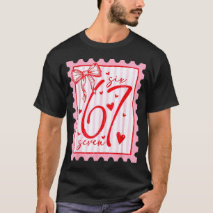 Happy Valentine’s Day 67 Meme Hearts Coquette Bow T-Shirt