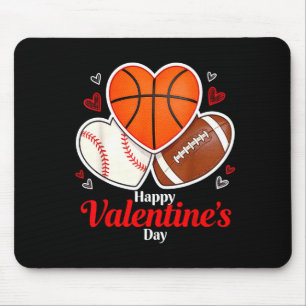 Happy Valentine’s Day Basketball Football Valentin Mouse Pad