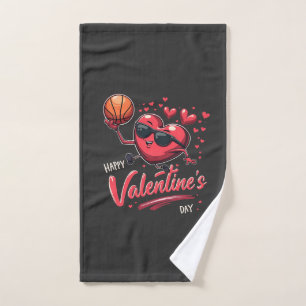 Happy Valentine’s Day Basketball Lovers Hand Towel