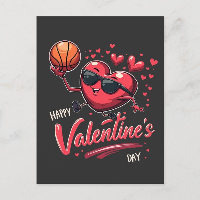 Happy Valentine’s Day Basketball Lovers Postcard (Front)