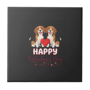 Happy Valentine’s Day Beagle Couple Ceramic Tile