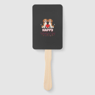 Happy Valentine’s Day Beagle Couple Hand Fan