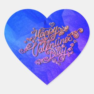 Happy Valentine’s Day blue heart lettering Sticker