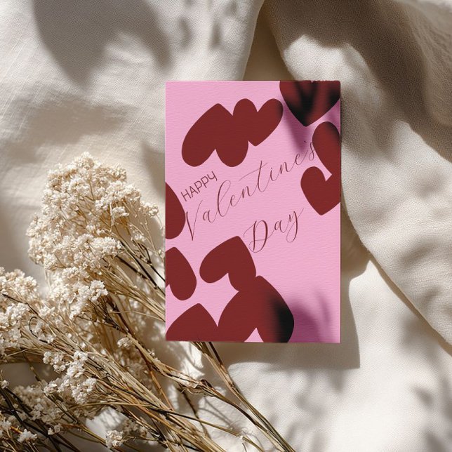 Happy Valentine’s Day – Burgundy Hearts on Pink Holiday Card (Creator Uploaded)