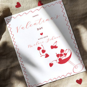 Happy Valentine’s Day – Cherry Hearts in Cocktail Holiday Card