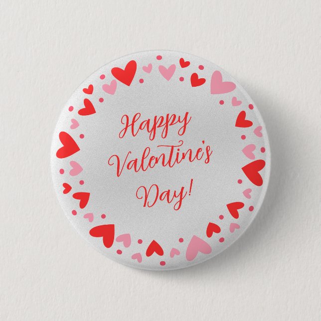Happy Valentine’s Day Circle of Hearts Button (Front)