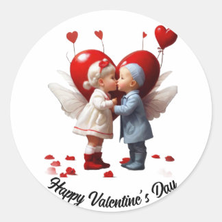 Happy Valentine’s Day custom valentines Classic Round Sticker