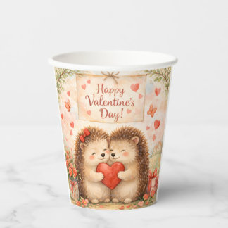 Happy Valentine’s Day Cute Animal Couples Paper Cups