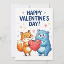 Happy Valentine’s Day - Cute Bear and Fox Love