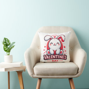 Happy Valentine s Day Cute Rabbit Cushion
