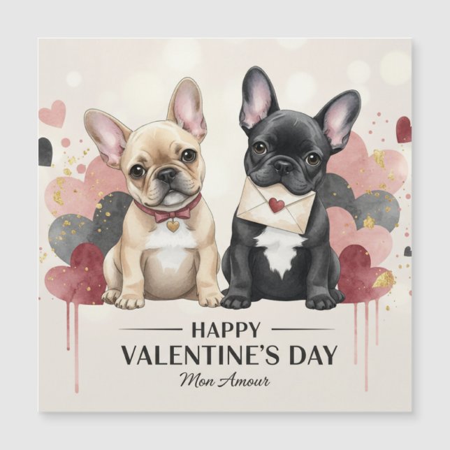Happy Valentine’s Day French Bulldog Magnet  (Front)