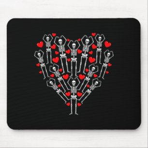 Happy Valentine’s Day Funny Skeleton Heart In Birt Mouse Pad