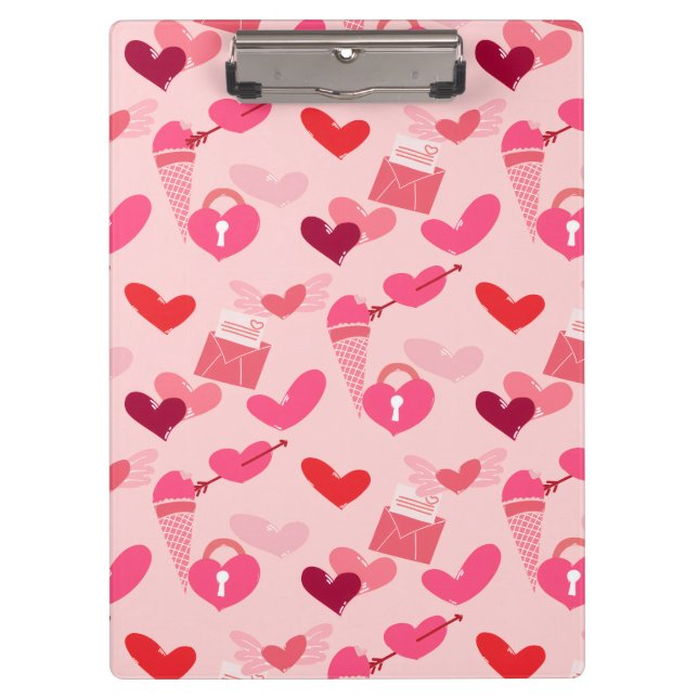 Happy Valentine’s Day Heart Love Gift for Couples Clipboard (Front)