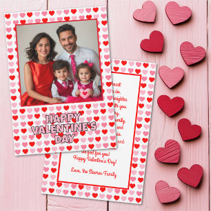 Happy Valentine’s Day Hearts Custom Photo and Text Holiday Card