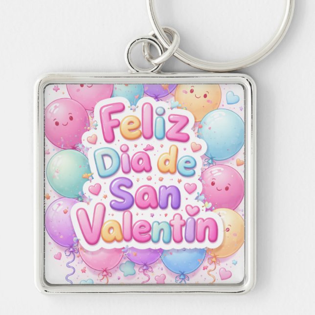 “Happy Valentine’s Day” Keychain – Romantic Gift (Front)