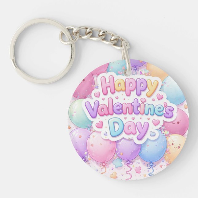 Happy Valentine’s Day Keychain | Romantic Love Key (Front)