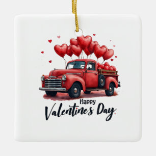 Happy Valentine’s Day Matching Couples Outfit Ceramic Ornament