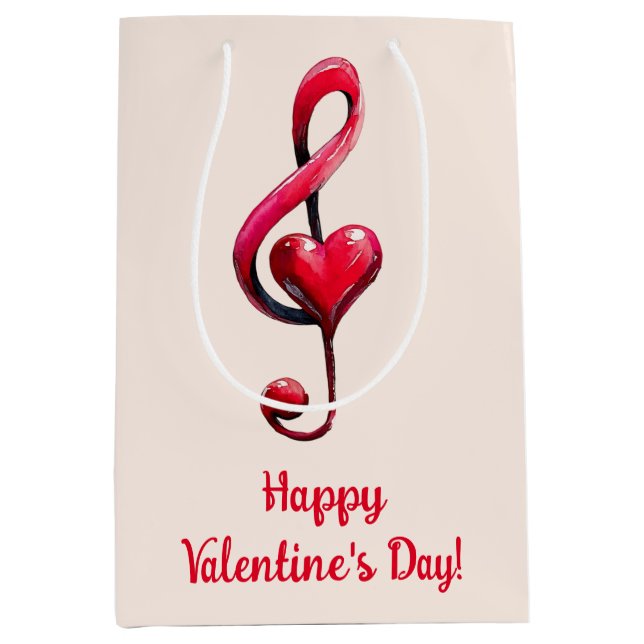 Happy Valentine’s Day Music of Love Medium Gift Bag (Front)