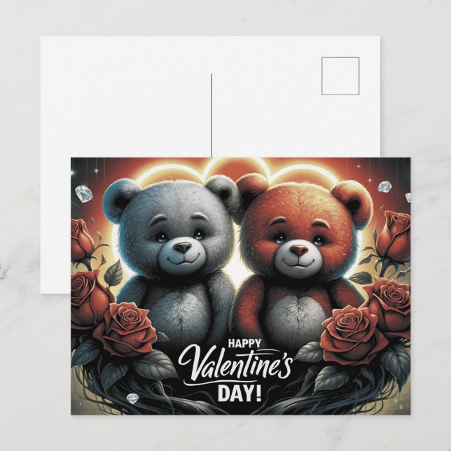 Happy Valentine’s Day Ourson -3 Postcard (Front/Back)