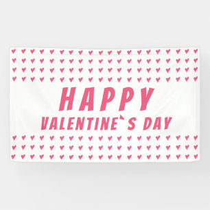 Happy Valentine`s Day Pink Heart  Banner