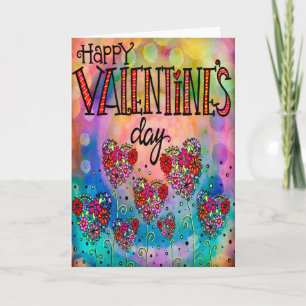 Happy Valentine’s Day Pretty Floral Hearts Card