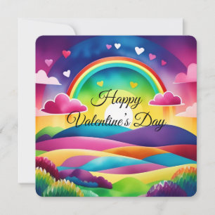 Happy Valentine’s Day Rainbow Hearts  Holiday Card