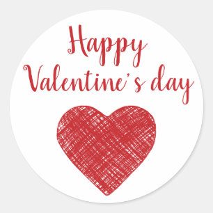 Happy Valentine’s day Red heart Love sayings Classic Round Sticker