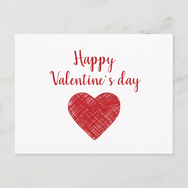 Happy Valentine’s day Red heart Love sayings Postcard (Front)