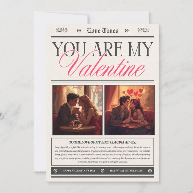 Happy Valentine’s Day Romantic Wall Art  Invitation (Front)