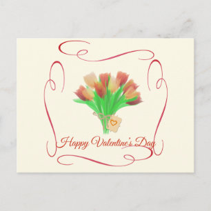 Happy Valentine’s Day Tulips Flowers Postcard