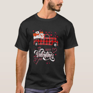 Happy Valentine S Day Women Kids Red Truck With He T-Shirt