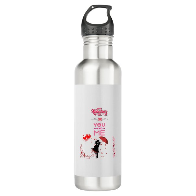 Happy Valentine’s Day – You and Me Romantic Love  710 Ml Water Bottle (Front)