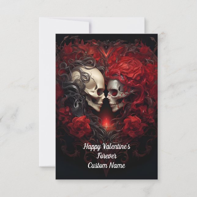 Happy Valentine´s Forever, Skull Love Thank You Card (Front)