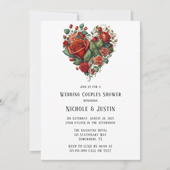 Happy Valentine’s Roses Wedding Couples Shower Invitation (Front)