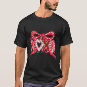 Happy Valentine Xoxo Pink Lace Coquette Bow Girl W T-Shirt