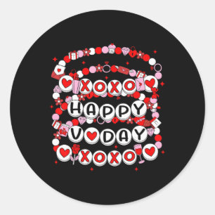Happy Valentine Xoxo V-day Friendship Bracelets Gi Classic Round Sticker