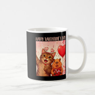 Happy Valentines 2026 Cute Cat Capybara Party Art  Coffee Mug