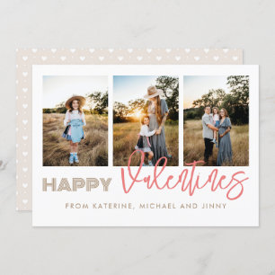 Happy Valentines 3 Photo Collage Family Card