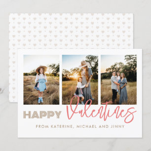 Happy Valentines 3 Photo Collage Family Card