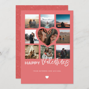 Happy Valentines 9 Photo Collage Couple Family  Holiday Card